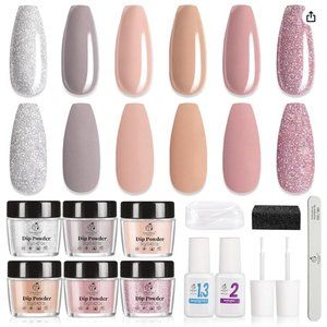 Dipping Powder for Nails, 6 Colors, Nude Pinks